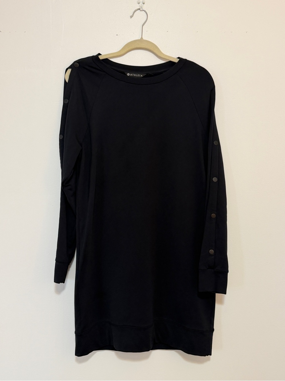 Athleta Snappy Sweatshirt Dress Black